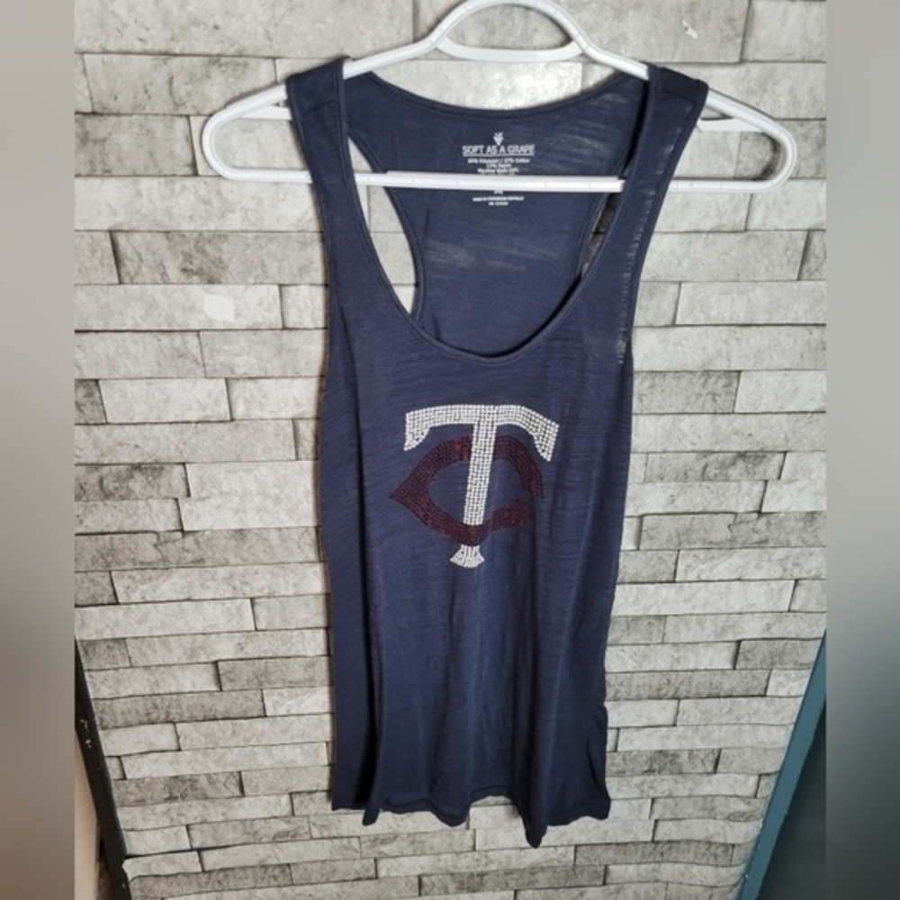 Minnesota‎ Twins Sequin Lightweight Tank Top Soft As A Grape Size Medium